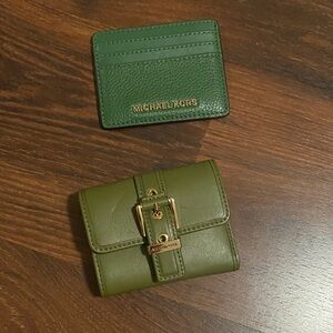 Michael Kors Olive Green Wallet and Card Holder Set